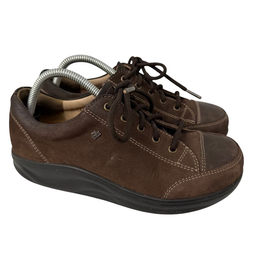 Finn Comfort Shoes Womens Size 7.5 US Soho Brown Leather Cap Toe Sneakers